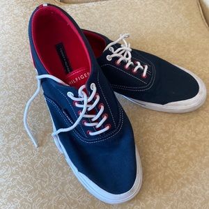 Tommy Hilfiger Mens Navy with Red Athletic and Training Shoes Sneakers
